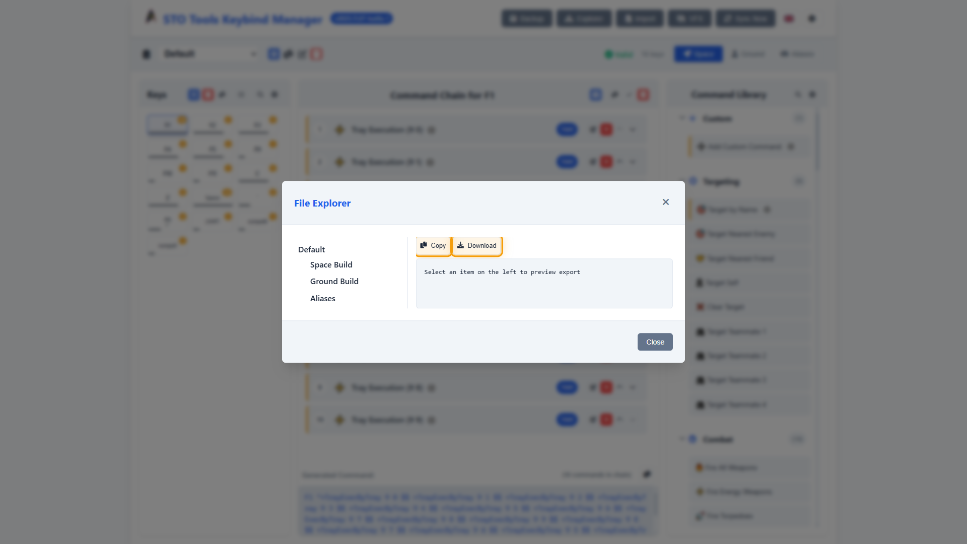 File explorer toolbar showing Copy and Download buttons