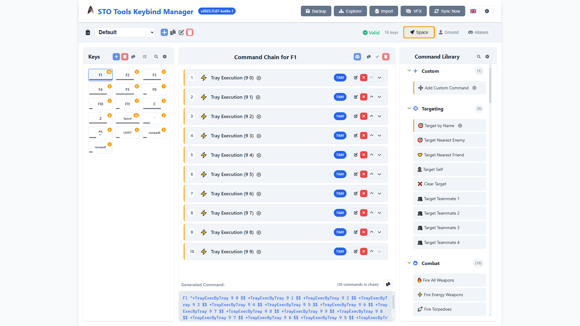 Mode toggle buttons showing Space, Ground, and Alias options with Space mode active